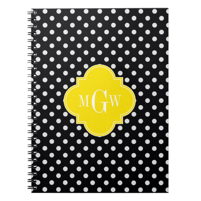 Carnet Polka Noir Blanc Point Quatrefosse Jaune 3 Monogra (Devant)