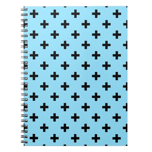 Carnet Polka noire croise sur le bleu bébé (Devant)