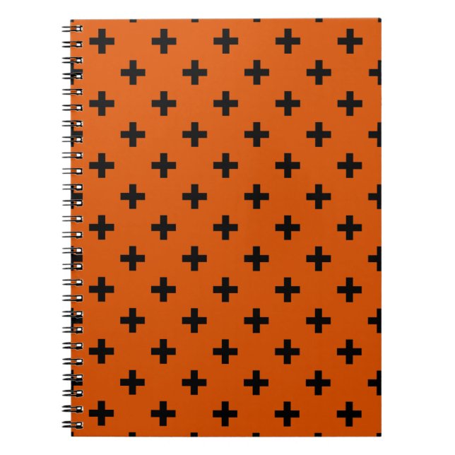 Carnet Polka noire croise sur orange (Devant)