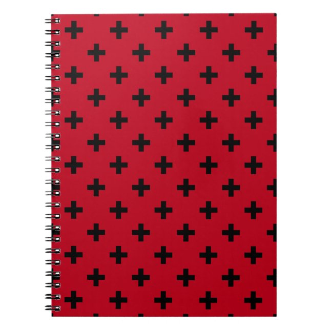 Carnet Polka noire croise sur rouge (Devant)