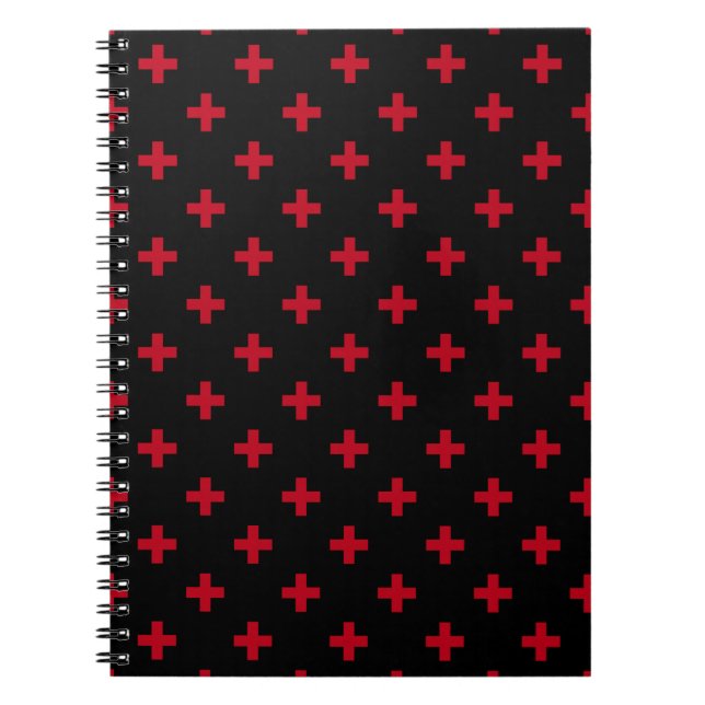 Carnet Polka rouge croise sur noir (Devant)