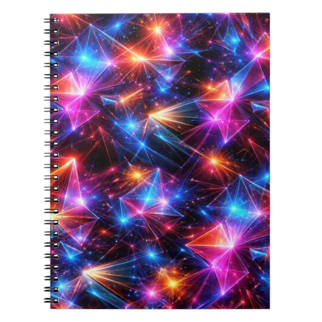 Carnet Polygone néon abstrait avec explosions (Devant)