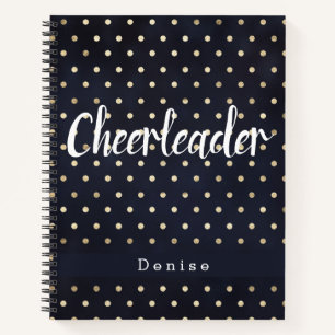 Carnet Pom-pom girl personnalisé Blue Gold Pois