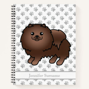 Carnet Pomeranian Brun Mignon Chien de Dessin Animé & Tex