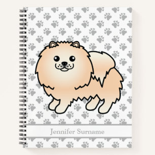 Carnet Pomeranian crème Chien de dessin animé mignon & Te