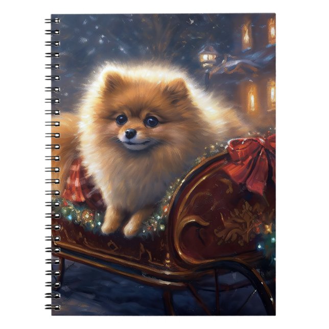 Carnet Pomeranian Saison des Fêtes de Noël Brosse (Devant)
