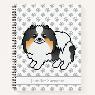 Carnet Pomeranian Tricolore Blanc Chien Mignon & Texte Pe