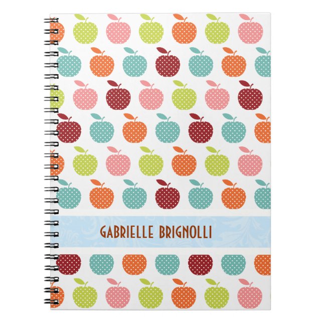 Carnet Pommes Colorées Et Polkadot Motif sans couture (Devant)