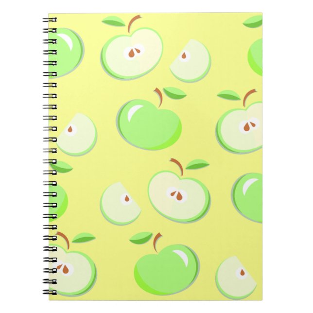 Carnet Pommes motif vectoriel vert (Devant)