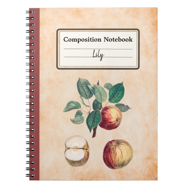 Carnet Pommes Rouges À Composition Personnalisée Feuille (Devant)