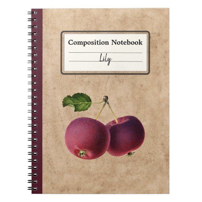 Carnet Pommes vintages sur une composition personnalisée (Devant)