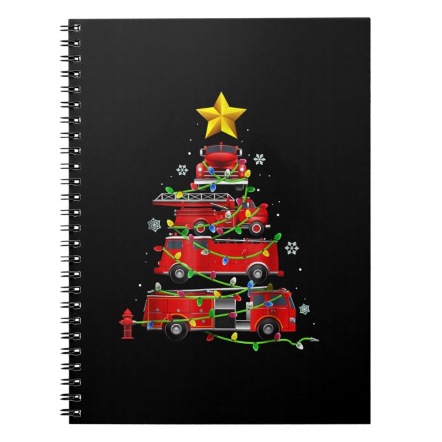 Carnet Pompier Camion Arbre de Noël Hommes Femmes (Devant)