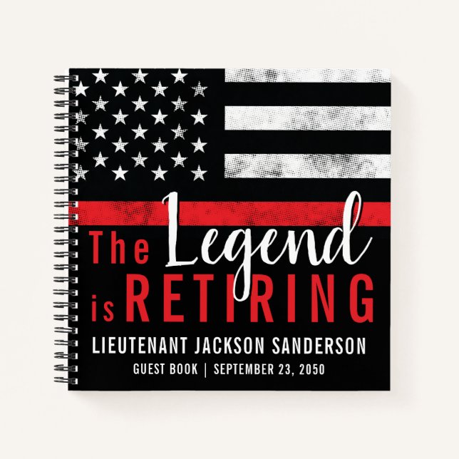 Carnet Pompier Retraite Ligne Rouge Drapeau pompier Invit (Devant)