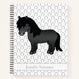 Carnet Poney Shetland noir Dessin animé de poney & Texte