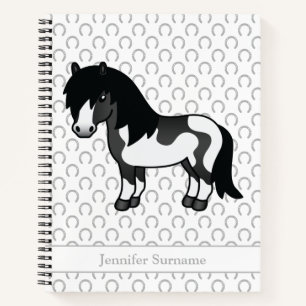 Carnet Poney Shetland Pinto Noir Dessin de Poney & Texte