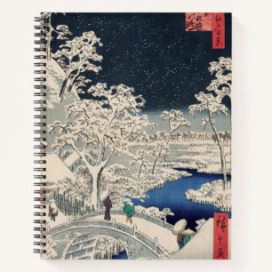 Carnet Pont à tambour dans la neige Vintage Ukiyo-e Art j