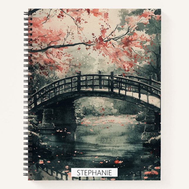 Carnet Pont Cherry Blossom Sumi-E Paysage (Devant)