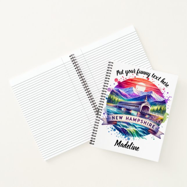 Carnet Pont couvert animé au crépuscule dans le New Hamps (Intérieur)