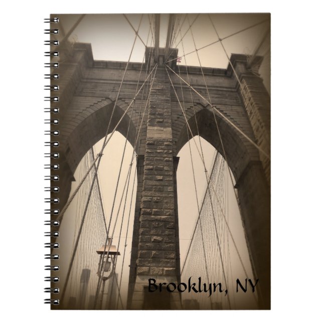 Carnet Pont de Brooklyn vintage de sépia (Devant)