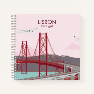 Carnet Pont de Lisbonne sur le fleuve Tage au style vinta