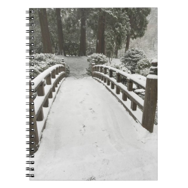 Carnet Pont de lune enneigé, jardin japonais (Devant)