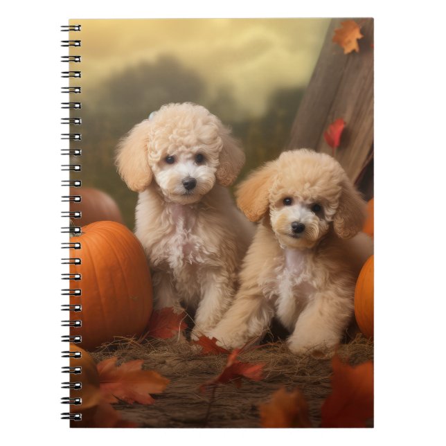 Carnet Poodle Chiot Automne Citrouille délice (Devant)
