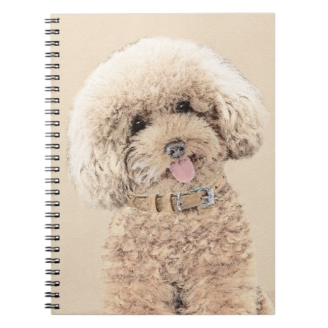 Carnet Poodle Miniature Toy Apricot Crème Chien Brown Art (Devant)