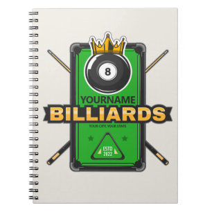 Carnet Pool Hall personnalisé NOM 8 Ball Crown Billiards