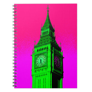 Carnet Pop Art Big Ben Londres Voyage rose Vert
