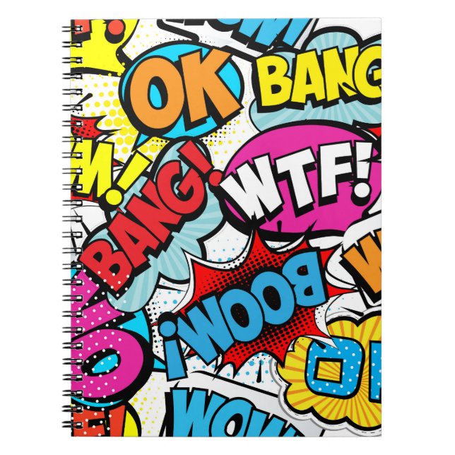 Carnet Pop Art Comic : Retro Motif sans couture (Devant)