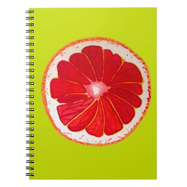 Carnet Pop art pamplemousse rose aquarelle originale (Devant)