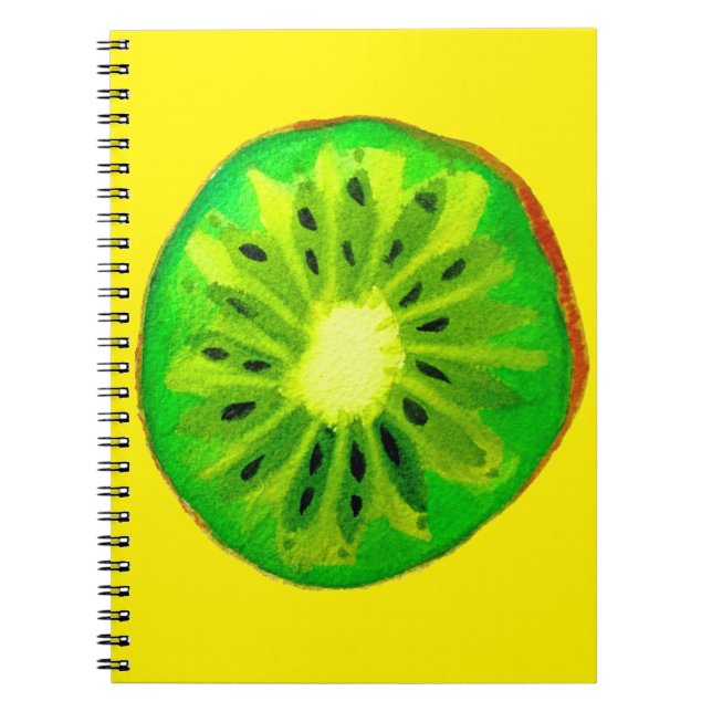 Carnet Pop art vif kiwi fruit original aquarelle (Devant)