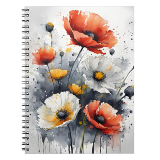 Carnet Poppies and daisies - Watercolor flowers