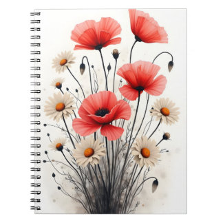Carnet Poppies and daisies - Watercolor flowers