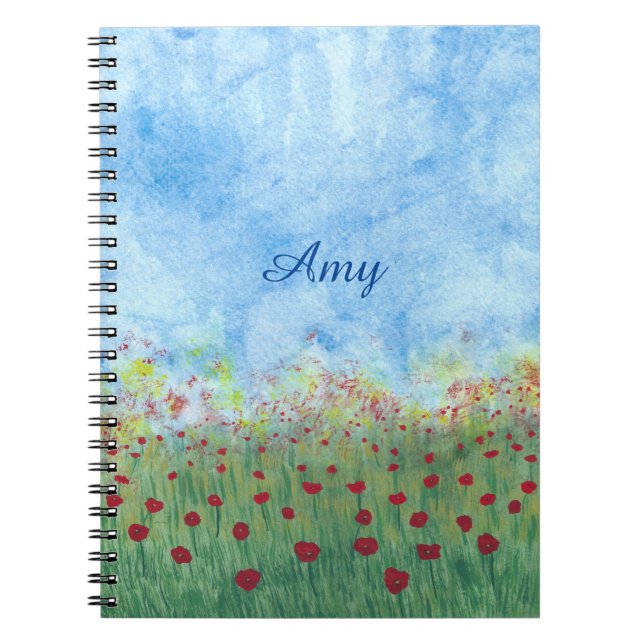 Carnet Poppies rouges sur le terrain Journaux personnalis (Devant)