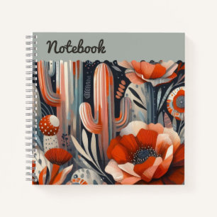 Carnet Poppies turquoises et cactus en pierre - Fusion bo