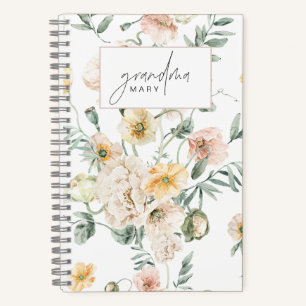 Carnet POPPY Cute Pastel Fleur sauvage Grandma Nom Journa