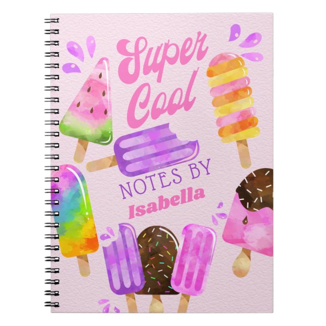 Carnet Popsicle Super Cool rose violet personnalisé (Devant)