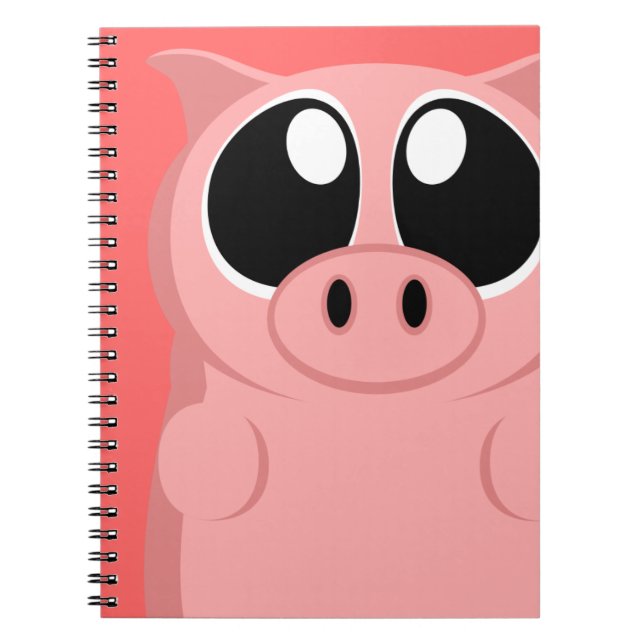 Carnet Porc rose avec de grands yeux ! (Devant)