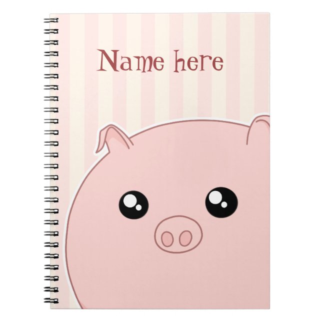 Carnet Porc rose potelé mignon de Kawaii (Devant)