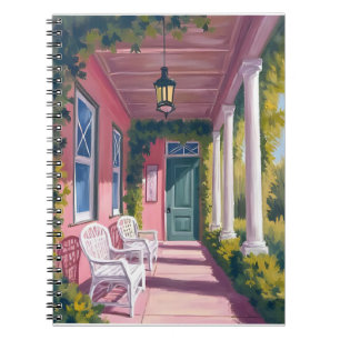 Carnet Porche rose Aquarelle florale de terrasse botani