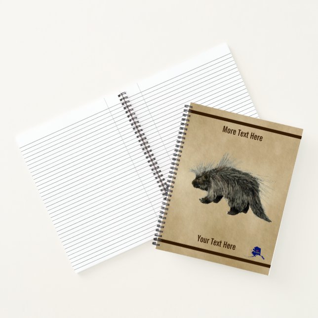 Carnet Porcupine sur vieux papier (Intérieur)
