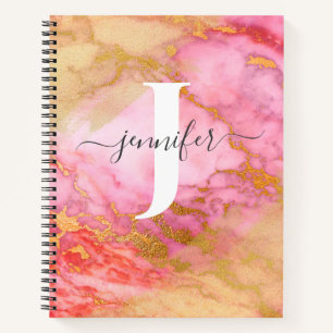 Carnet Portable Monogram Parties scintillant or Rose