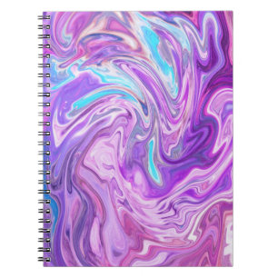 Carnet Portable spiral en marbre violet multicolore