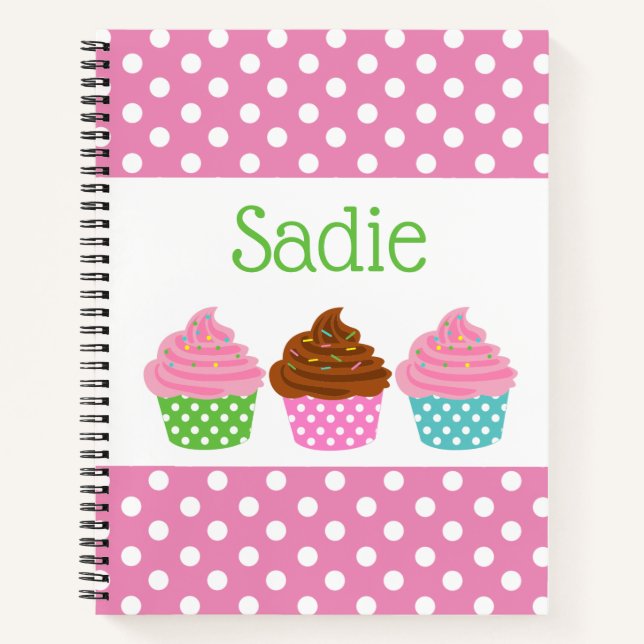 Carnet Portable Spiral Personnalisé Polka Dot Cupcakes (Devant)
