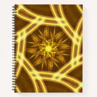Carnet Portail Stellaire Lumineux – Fractale Dorée Symétr