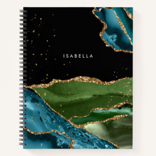 Carnet Porte Aqua/Vert personnalisé avec veines Parties s