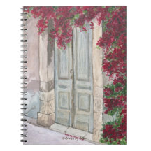 Porte Bleue Vintage Aquarelle