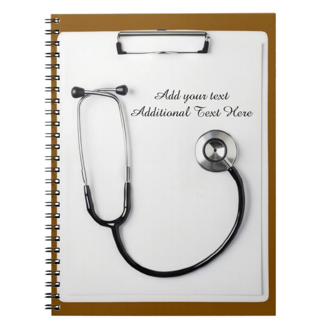 Carnet Porte-bloc Logo Marron Stéthoscope Médical (Devant)
