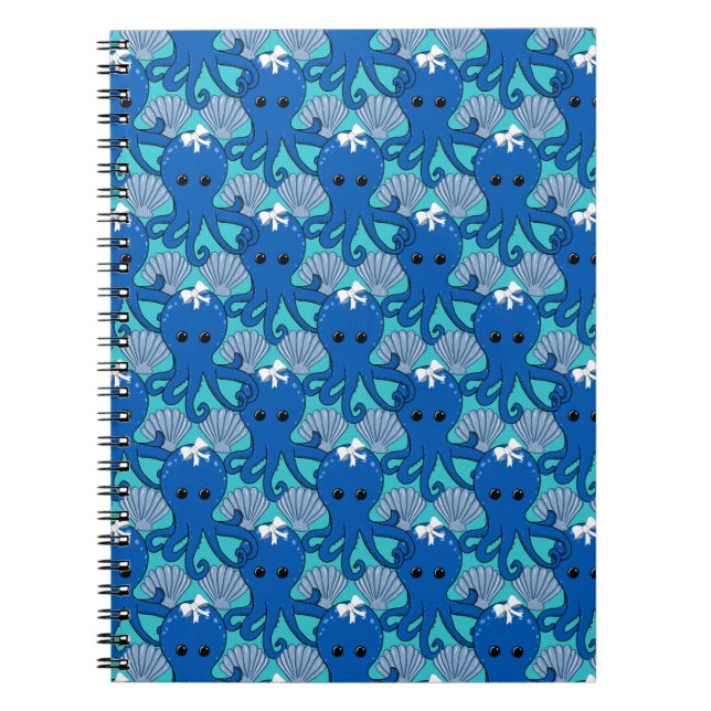 Carnet Porte-bloc mignon poulpe bleu (Devant)